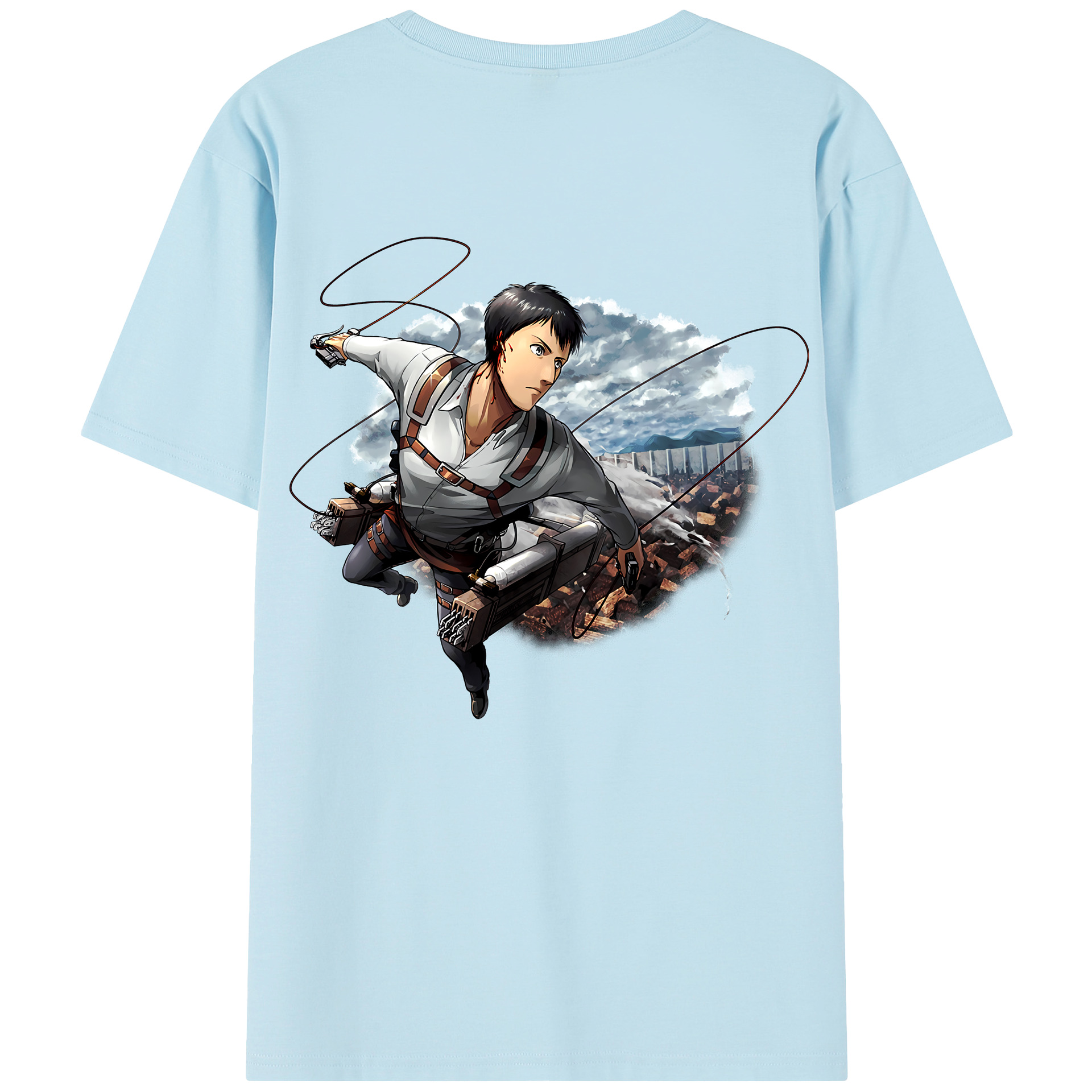 （画像用） 進撃の巨人 ベルトルト・フーバー Attack on Titan Bertholdt Hoover 綿100％半袖Tシャツ（背面プリント）